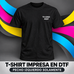 T-Shirt manga corta personalizada | 1 impresión DTF full color hasta 5"